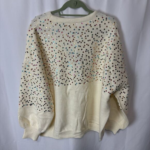 NWT BiBi Women’s Patch Pocket Sequins Sweater Cardigan XL Holiday New Years - Picture 8 of 9